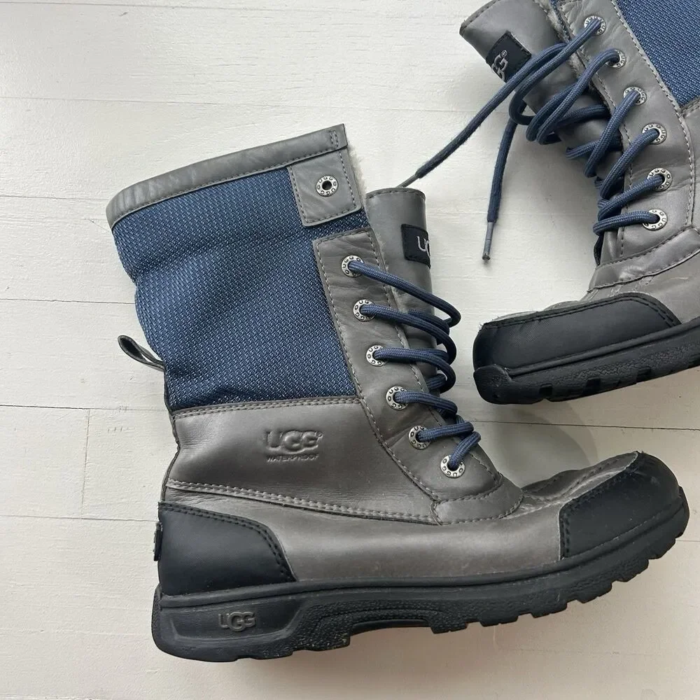 UGG Butte II Grey Gray Leather Short Snow Boots Size 4 Kid Youth = Women US 6